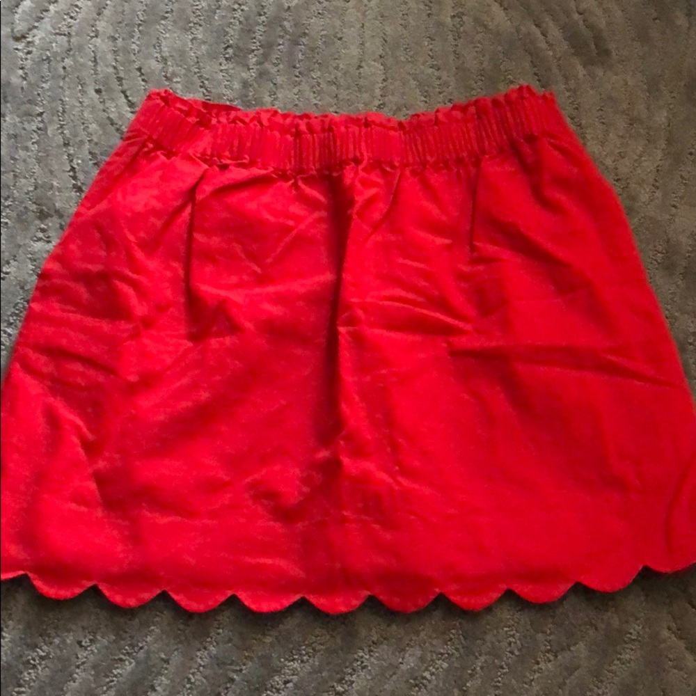 J. Crew Red Scalloped Skirt